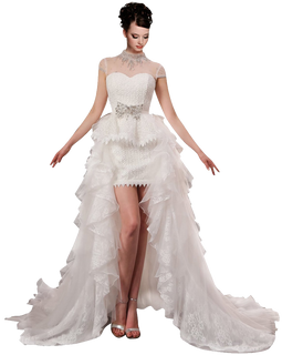 A-plum White Removable Sleeveless Ball Gown In Lace Wedding Dress
