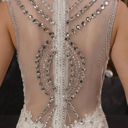 A-plum White Strap Ball Gown In Lace Wedding Dress
