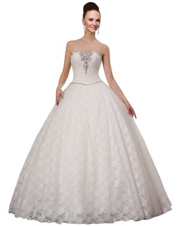 A-plum White Strapless Ball Gown In Lace Wedding Dress
