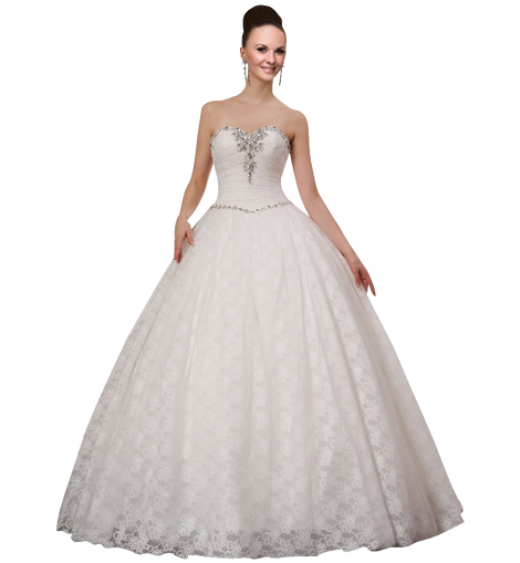 A-plum White Strapless Ball Gown In Lace Wedding Dress