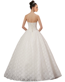 A-plum White Strapless Ball Gown In Lace Wedding Dress