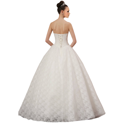 A-plum White Strapless Ball Gown In Lace Wedding Dress