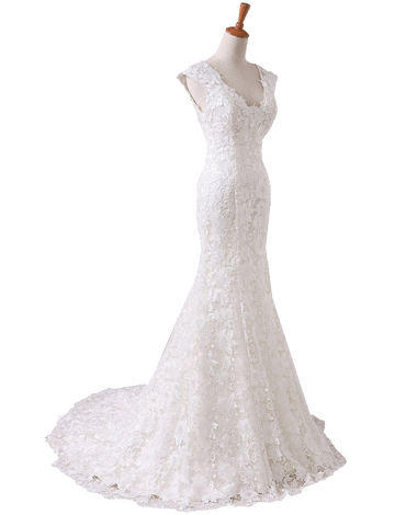Angel Formal Dress Women's V-neck Lace Wedding Dress for Bride