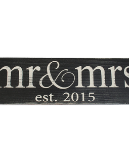 Mr and Mrs Est 2015 Vintage Wood Sign for Wedding Decoration