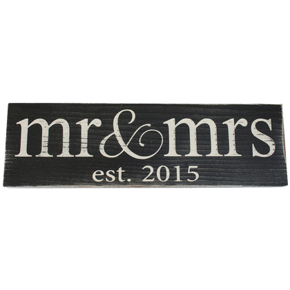 Mr and Mrs Est 2015 Vintage Wood Sign for Wedding Decoration