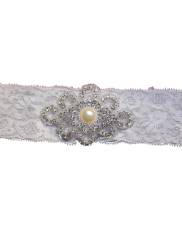 Rhinestone Pearl Vintage White Ivory Lace Wedding Garter Set Bridal Prom Gift